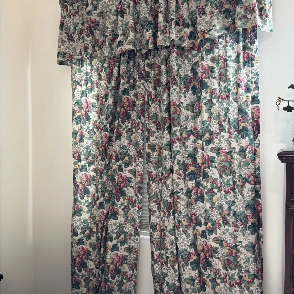 Floral Pattern Drapery Panels - Multicolor